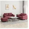 Image de 3-delige Loungeset met kussens stof wijnrood3201832