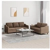 Image de Ensemble de canapés 2 pcs avec coussins Marron Tissu