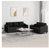 Image de Ensemble de canapés 2 pcs avec coussins Noir Tissu