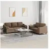 Image de Ensemble de canapés 2 pcs avec coussins marron tissu