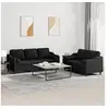 Image de Ensemble de canapés 2 pcs avec coussins noir tissu