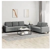 Image de Ensemble de canapés 2 pcs gris foncé tissu