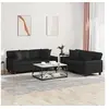 Image de Ensemble de canapés 2 pcs avec coussins noir similicuir