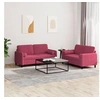 Image de Ensemble de canapés 2 pcs avec coussins rouge bordeaux velours