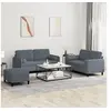 Image de Ensemble de canapés 3 pcs avec coussins gris foncé velours