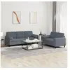 Image de Ensemble de canapés 2 pcs avec coussins gris foncé velours