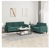 Image de Ensemble de canapés 2 pcs avec coussins vert foncé velours3202036
