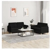 Image de Ensemble de canapés 2 pcs avec coussins Noir Tissu