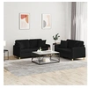 Image de Ensemble de canapés 2 pcs avec coussins noir tissu