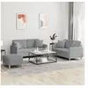 Image de Ensemble de canapés 3 pcs coussins gris clair tissu