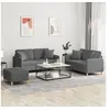 Image de Ensemble de canapés 3 pcs coussins gris foncé tissu