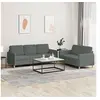 Image de Ensemble de canapés 2 pcs avec coussins Gris foncé Tissu