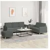 Image de Ensemble de canapés 3 pcs avec coussins Gris foncé Tissu