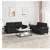 Image de Ensemble de canapés 2 pcs avec coussins Noir Similicuir