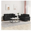 Image de Ensemble de canapés 2 pcs avec coussins noir similicuir