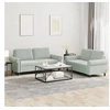 Image de Ensemble de canapés 2 pcs avec coussins Gris clair Velours