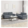 Image de Ensemble de canapés 2 pcs avec coussins Gris foncé Velours