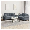 Image de Ensemble de canapés 2 pcs avec coussins gris foncé velours