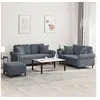 Image de Ensemble de canapés 3 pcs avec coussins gris foncé velours3202241