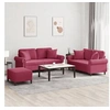 Image de Ensemble de canapés 3 pcs avec coussins rouge bordeaux velours