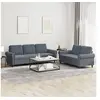 Image de Ensemble de canapés 2 pcs avec coussins Gris foncé Velours