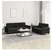 Image de Ensemble de canapés 2 pcs avec coussins Noir Velours