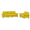 Image de Ensemble de canapés 2 pcs avec coussins Jaune Velours