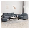 Image de Ensemble de canapés 3 pcs avec coussins Gris foncé Velours