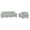 Image de Ensemble de canapés 2 pcs avec coussins gris clair velours