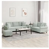 Image de Ensemble de canapés 3 pcs avec coussins gris clair velours