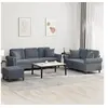 Image de Ensemble de canapés 3 pcs avec coussins gris foncé velours