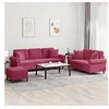 Image de Ensemble de canapés 3 pcs avec coussins rouge bordeaux velours