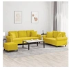 Image de Canape angle fixe 3 places en velours jaune 77 x 212 x 80 cm
