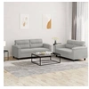 Image de Ensemble de canapés 2 pcs coussins gris clair tissu microfibre