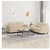 Image de Ensemble de canapés 2 pcs avec coussins crème tissu microfibre