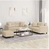 Image de Canape droit 2 places en tissu beige 85 x 212 x 80 cm