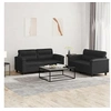 Image de Ensemble de canapés 2 pcs avec coussins Noir Similicuir