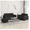 Image de Ensemble de canapés 3 pcs avec coussins Noir Similicuir