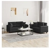 Image de Ensemble de canapés 2 pcs avec coussins noir similicuir