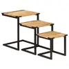 Image de Tables basses gigognes 3 pcs bois massif de manguier et fer