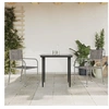 Image de Ensemble à Manger de Jardin 3pcs, Chaises et Table à Dîner, Meubles de Terrasse Patio Extérieur, Moderne, Gris Noir Résine Tressée Acier