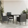 Image de Ensemble à Manger de Jardin 5 pcs, Chaises et Table à Dîner, Meubles de Terrasse Patio Extérieur, Moderne, Noir Résine Tressée et Acier