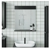 Image de Miroir de salle de bain avec étagère BERG noir bois massif