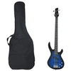 Image de Guitare Basse Electrique de Débutants Sac, Instrument de Musique pour Débutants avec Ceinture, Guitare avec Housse, Bleu et Noir 4/4 46 70182