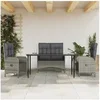 Image de Mobilier à dîner de jardin 4pcs et coussins Gris Résine tressée 3203503