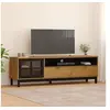 Image de Meuble TV avec porte vitrée FLAM 158x40x50cm bois massif de pin