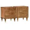 Image de Tables de chevet 2 pcs 40x33x46 cm Bois de manguier solide, armoire, meubles de chambre, support téléphonique, armoire d'appoint, table de nuit