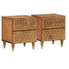 Image de Tables de chevet 2 pcs 40x33x46 cm Bois de manguier solide, armoire, armoire latérale, support de téléphone, table de chevet 358283