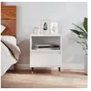 Image de Table de Chevet, Armoire de Nuit avec Tiroir et Compartiment, Table de Nuit avec Pieds, Meuble de Rangement Chambre, Moderne, Blanc Bois d'Ingénierie