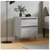 Image de Table de Chevet, Armoire de Nuit avec Tiroir et Compartiment, Table de Nuit avec Pieds, Meuble de Rangement Chambre, Moderne, Sonoma Gris Bois